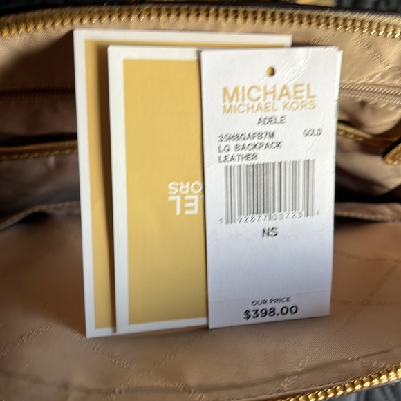 NWT Michael Kors backpack deep gold soft feeling leather 12x10 lots of pockets - Picture 6 of 7